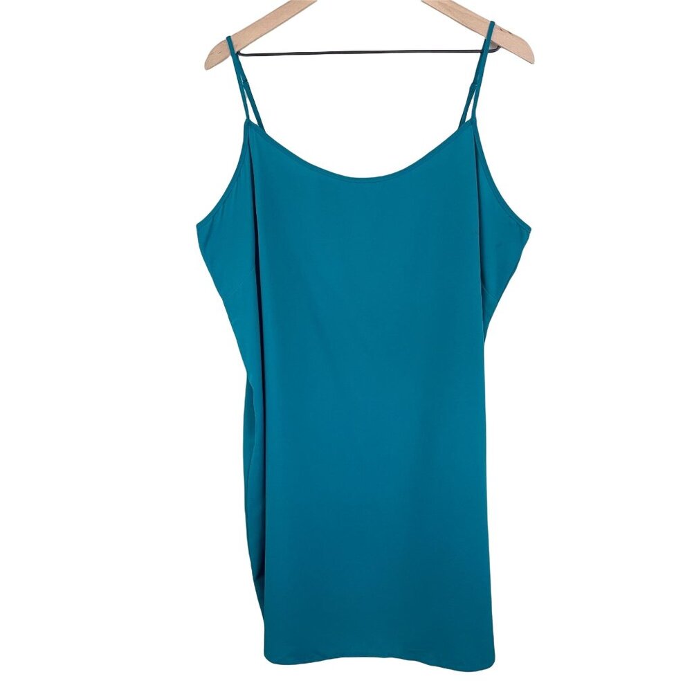 Brandless teal aqua green sleeveless spaghetti strap cami slip dress one size